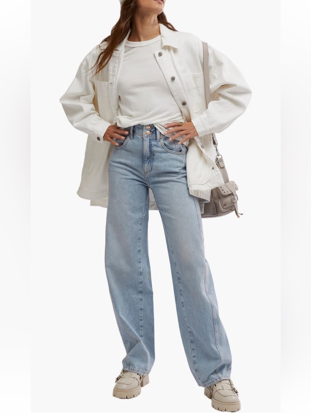 Free People Aster Seamed Relaxed Straight Leg Jeans size 30